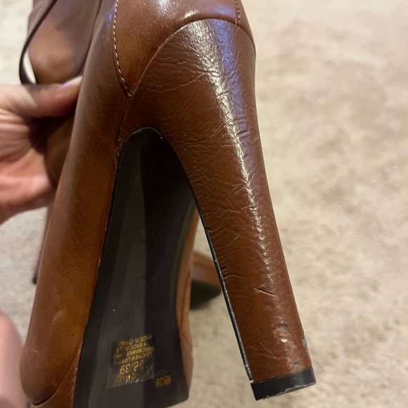 Jessica Simpson Brown Khalan Leather Platform Heel Knee-High Boots size 9B - Picture 13 of 13